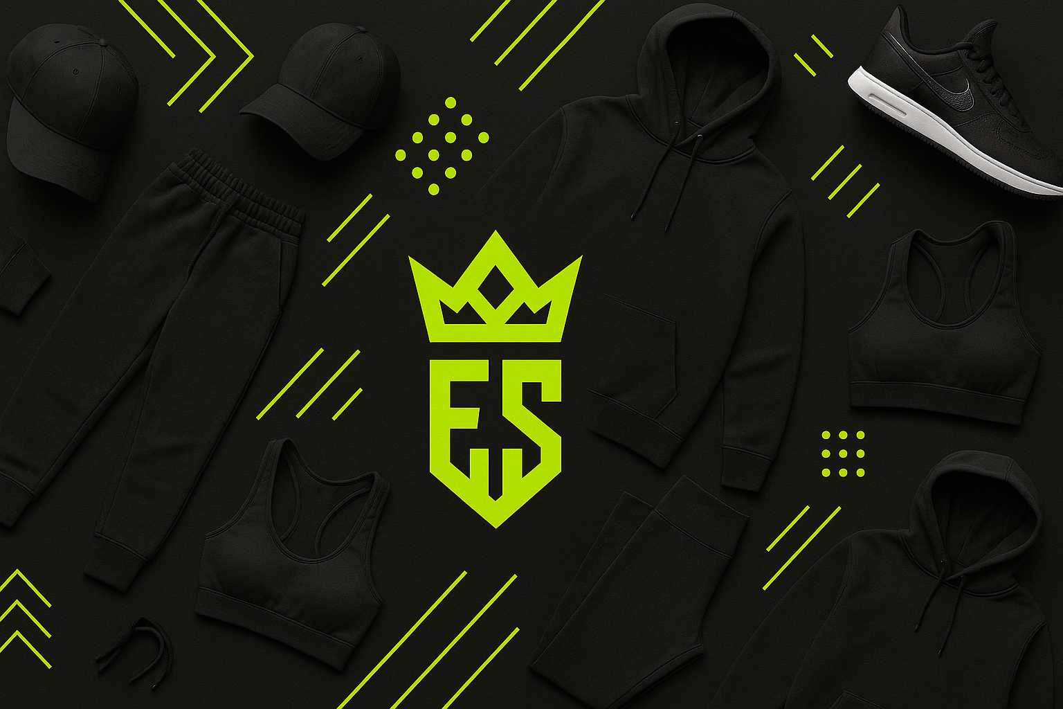 Fondo Hero 1 - Logo + Prendas Flotantes