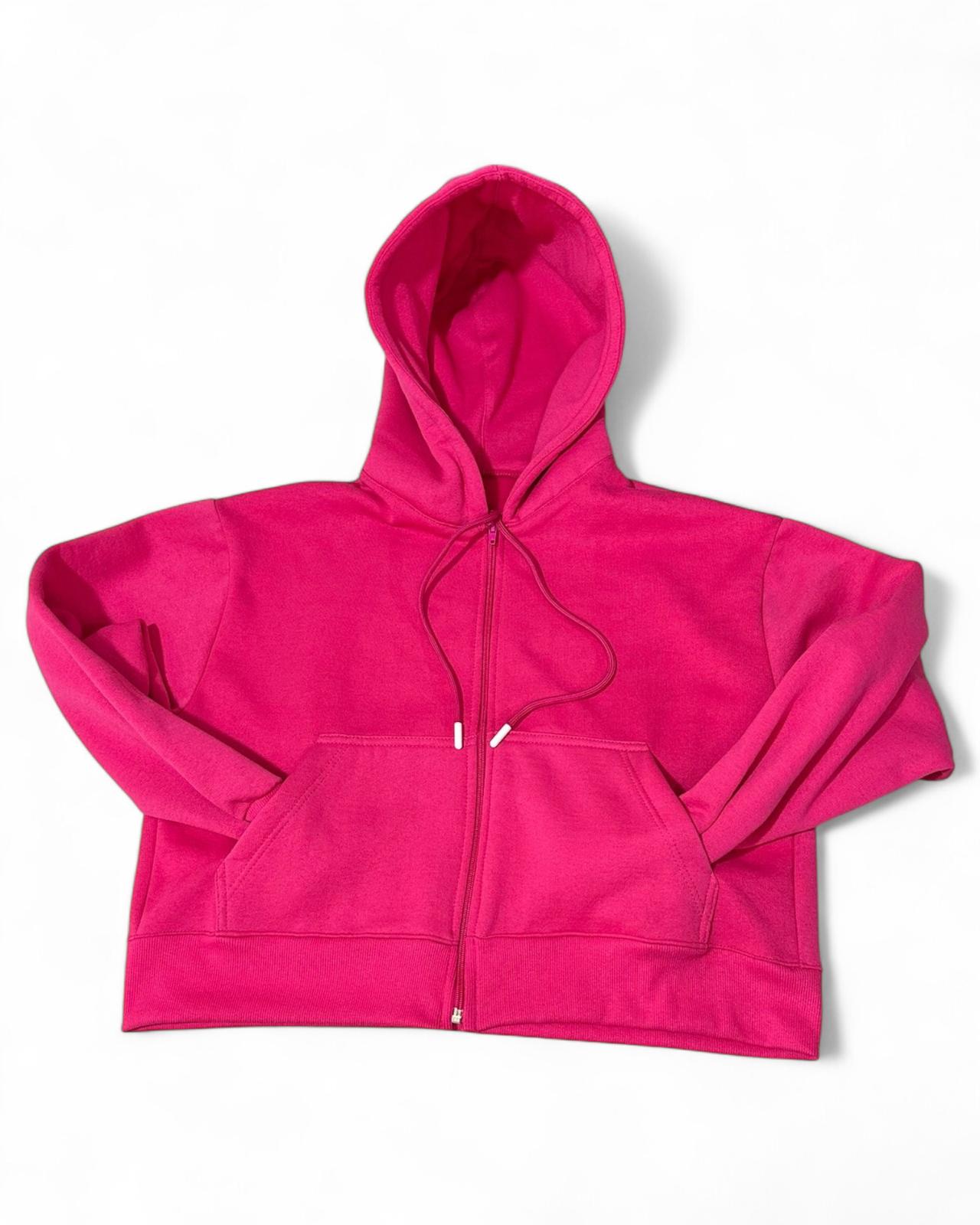 Conjunto Femenino Algodón 100% - Campera Cropped con Capucha y Pantalón Oversized